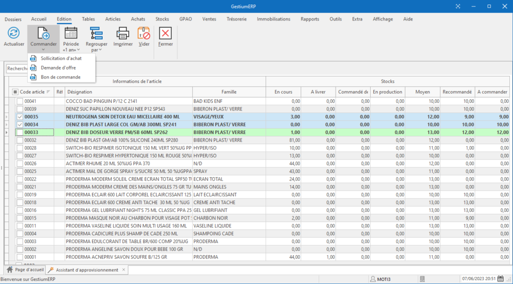 Assistant d'approvisionnement